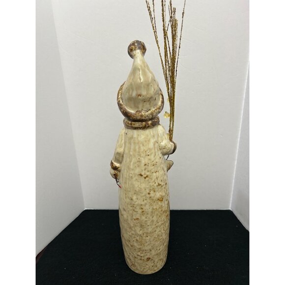 Ceramic Snowman Figurine Glitter Twig & Red Nose Festive Winter Holiday Decor - Picture 5 of 12